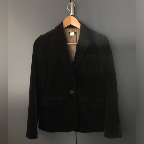 🚨FINAL SALE🚨 J. Crew Single Button Deep Brown Velvet Blazer - Picture 3 of 12